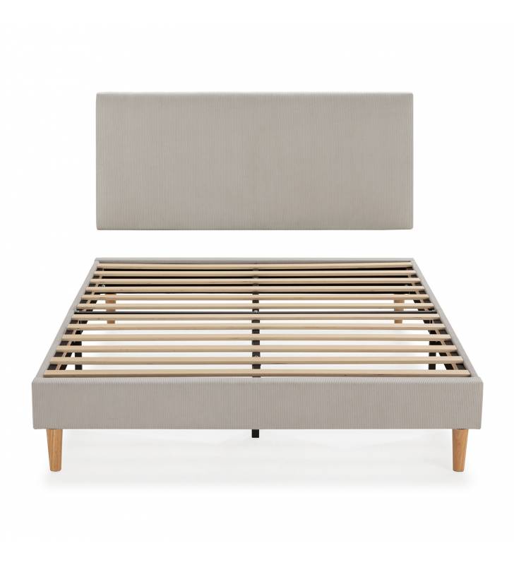 Conjunto Cabecero y Base Tapizada  Gris Olbia Top Mueble 1