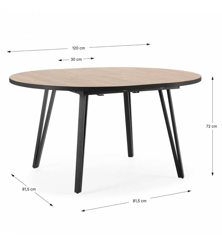 Mesa redonda extensible Harper Dimensiones Top Mueble