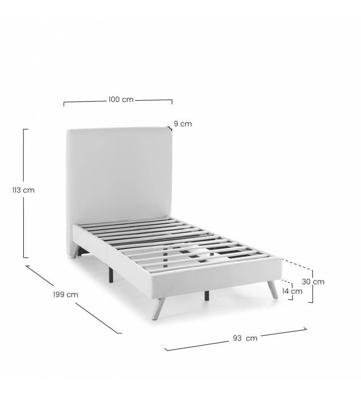 Cama Tapizada Nevado 90x190 TopMueble