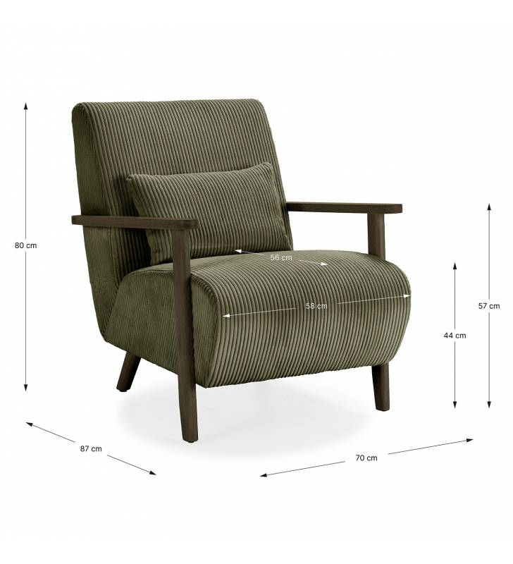 Sillón Individual Cómodo Verde Velora Dimensiones Top Mueble