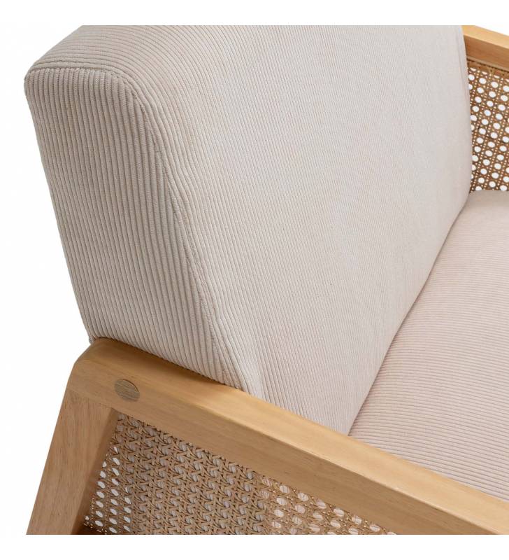 Sillón Individual Ratán Beige Livara Detalle Top Mueble