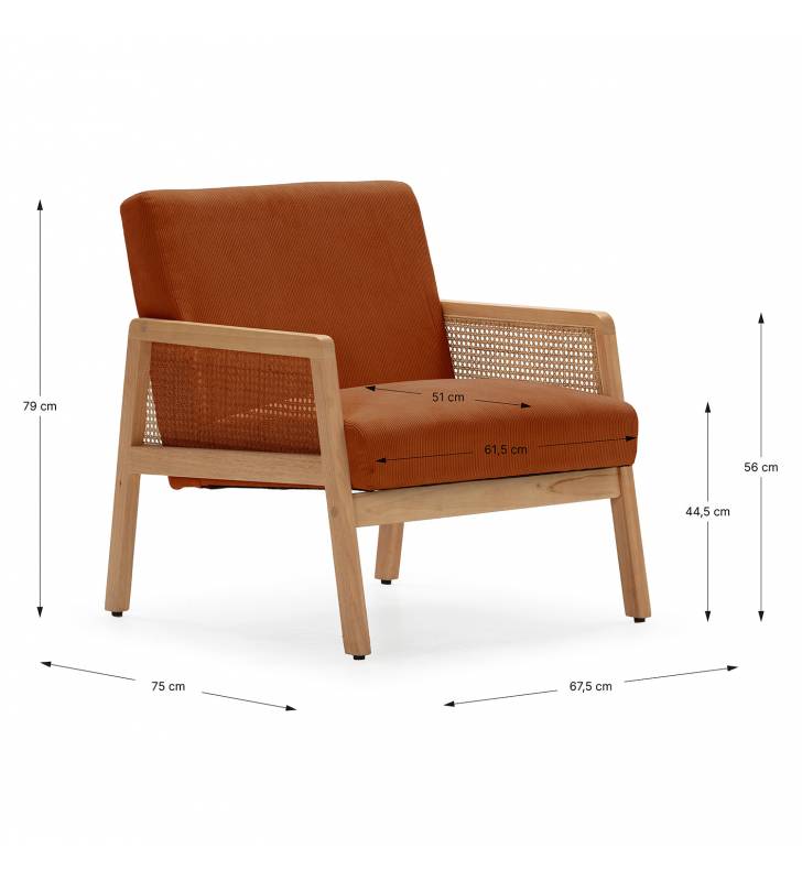 Sillón Individual Ratán Teja Livara Dimensiones Top Mueble