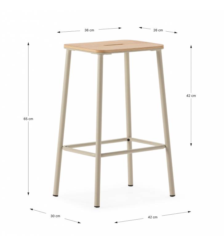 Taburetes Nola Pack de 2 Beige TopMueble medidas