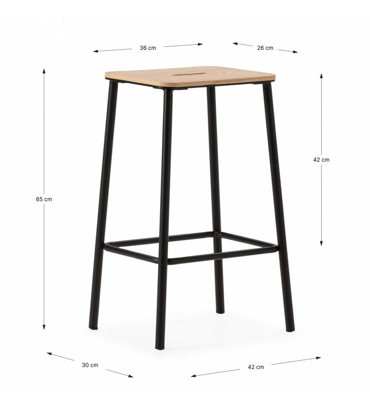 Taburetes Nola Pack de 2 Negro TopMueble medidas