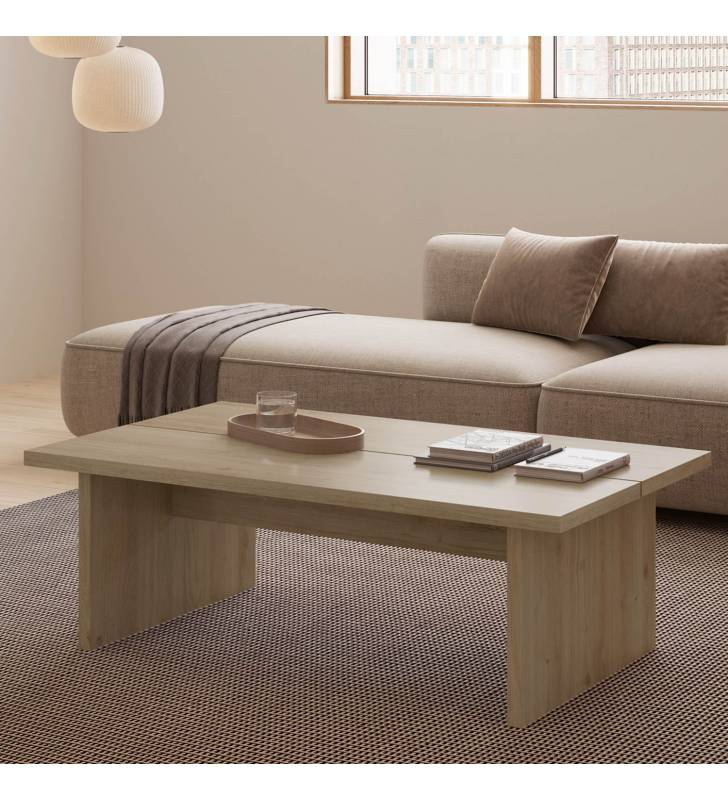 Mesa de Centro Rectangular Roble Nudos Orena Ambiente Top Mueble