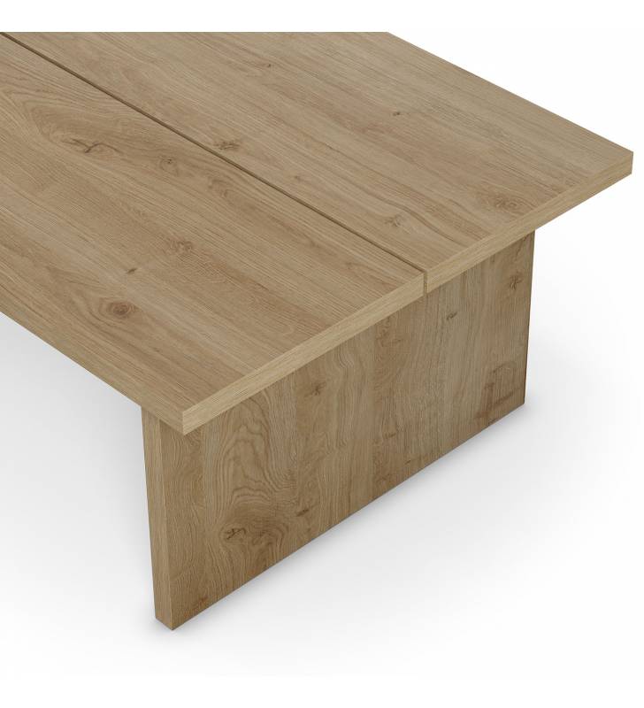 Mesa de Centro Rectangular Roble Nudos Orena Detalle Top Mueble