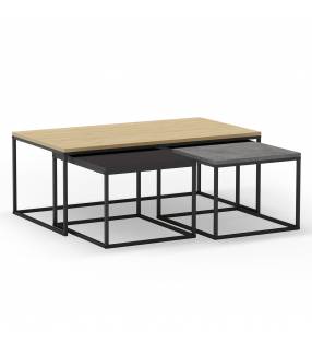 Set 3 Mesas de Centro Roble Azira Top Mueble