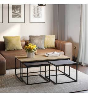 Set 3 Mesas de Centro Roble Azira Ambiente Top Mueble
