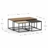 Set 3 Mesas de Centro Nogal Azira Dimensiones Top Mueble
