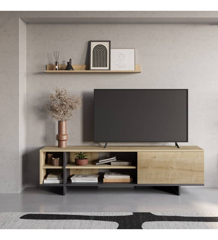 Mueble TV 160 cm Roble Negro River Ambiente Top Mueble