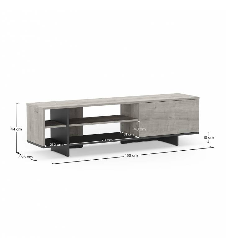 Mueble TV 160 cm Roble Negro River Dimensiones Top Mueble