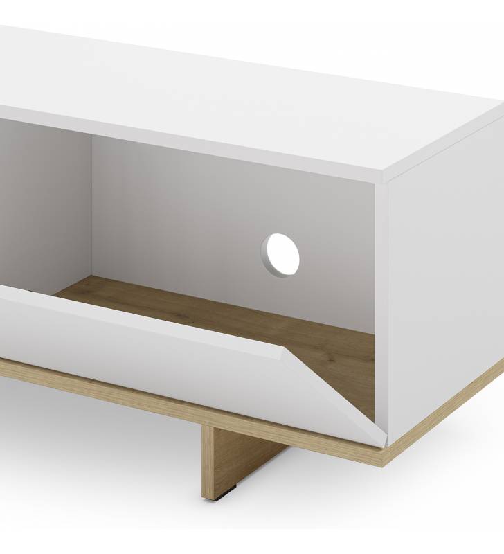 Mueble TV 160 cm Blanco Roble River Detalle Top Mueble