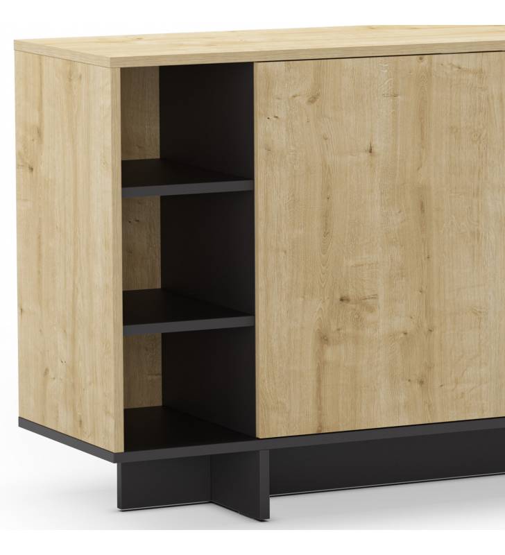 Aparador Salón 170 cm Roble Negro River Detalle Top Mueble