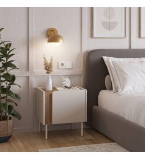 Mesita de noche crema Kirena Top Mueble