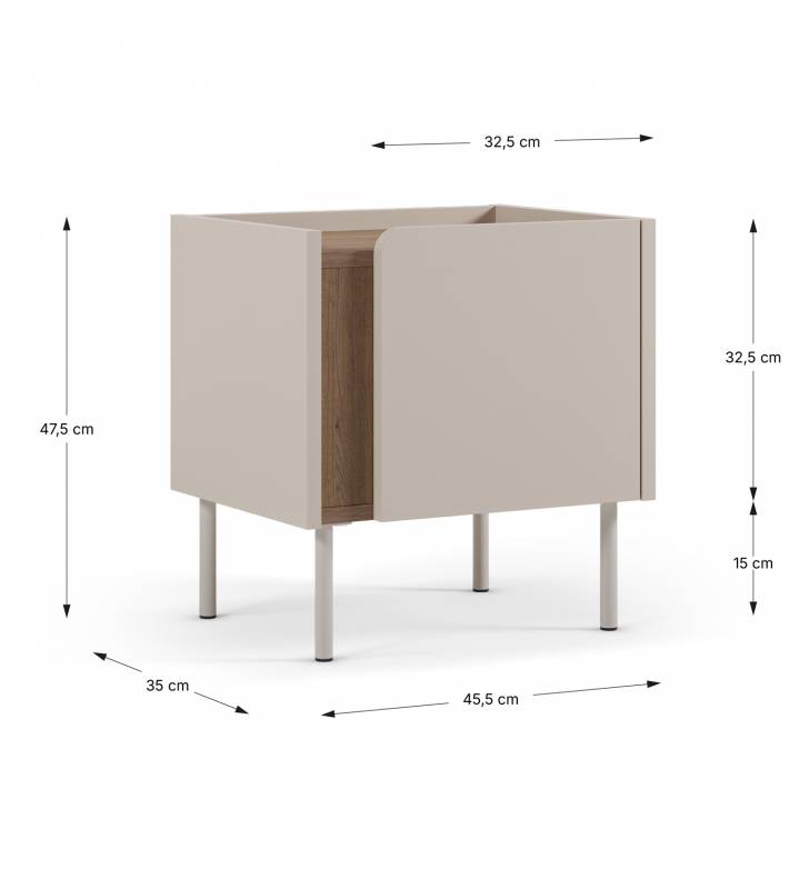 Mesita de noche crema Kirena Top Mueble Medidas