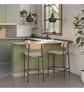 Pack 2 Sillas Altas Cocina Taupe Sorenia Ambiente Top Mueble