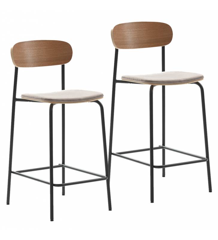 Pack 2 Sillas Altas Cocina Taupe Sorenia Top Mueble