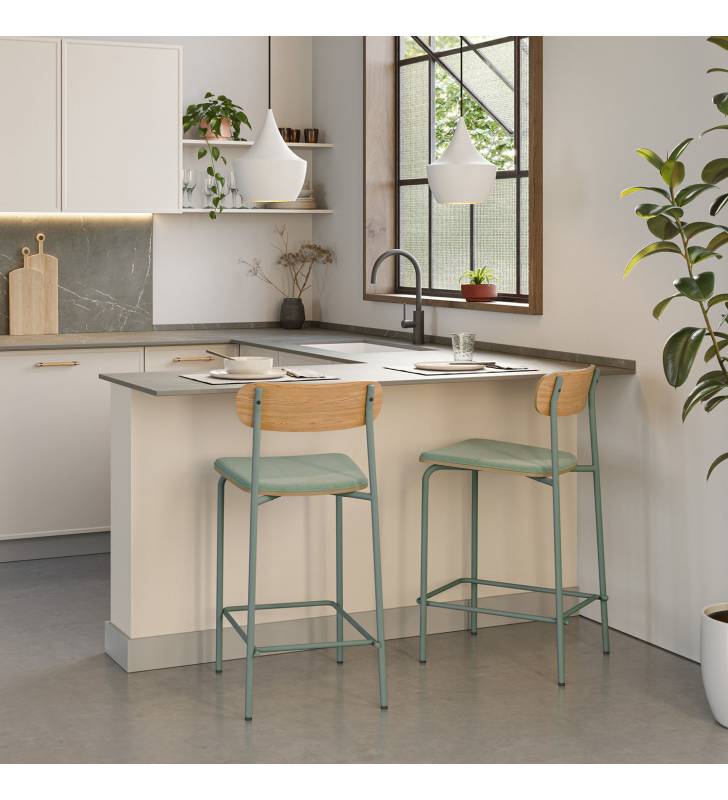 Pack 2 Sillas Altas Cocina Aguamarina Sorenia Ambiente Top Mueble