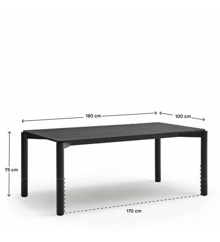 Mesa rectangular ATLAS negro Topmueble Medidas