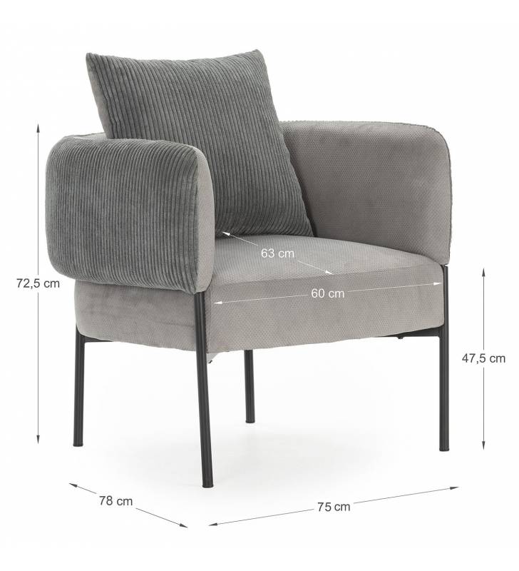 Sillón Butaca Gris Jordan Dimensiones Top Mueble