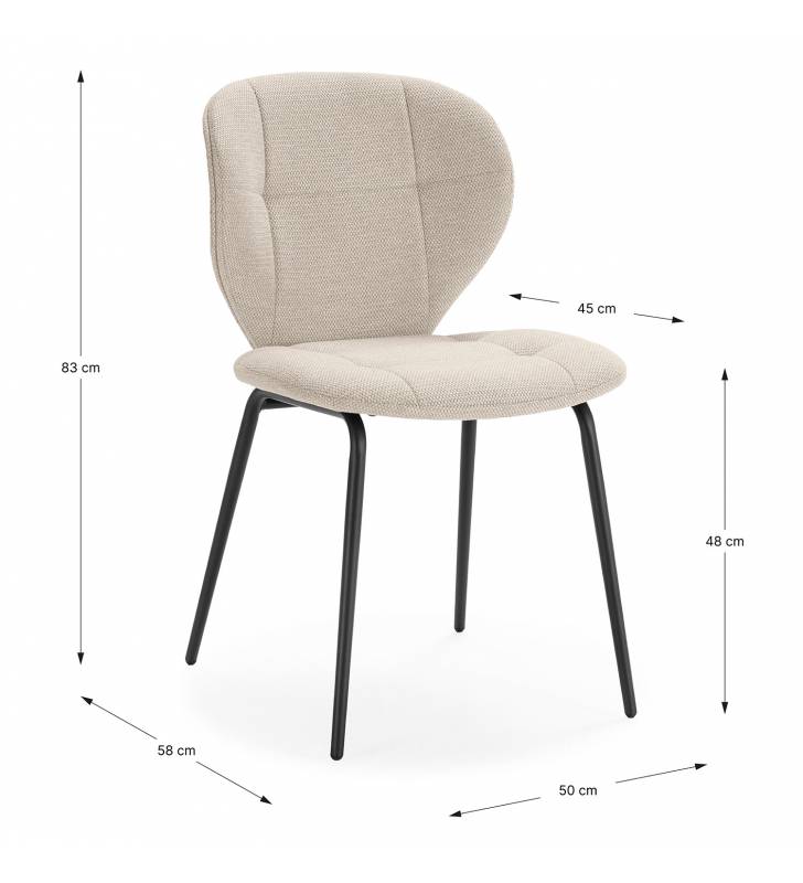Pack 2 Sillas Comedor Beige Isabella Dimensiones Top Mueble