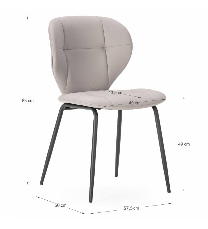 Pack 2 Sillas Polipiel Beige Samantha Dimensiones Top Mueble