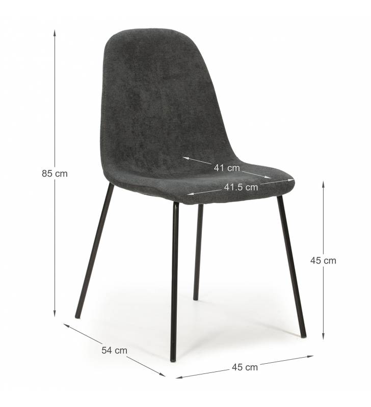 Pack de 4 Sillas Gris Ruth Dimensiones Topmueble