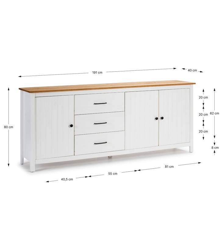 Aparador Blanco Mora 3P3C Dimensiones Topmueble