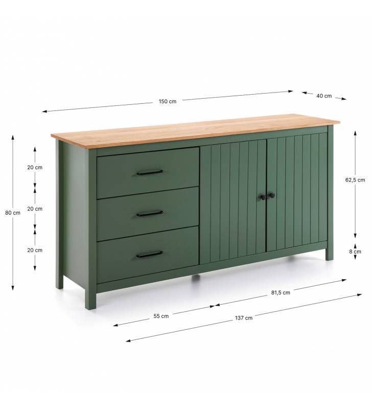 Aparador Verde Mora 2P3C Dimensiones Topmueble