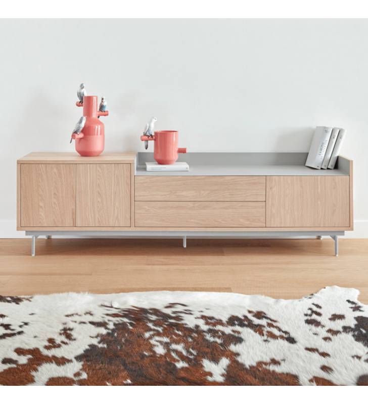 Mueble TV Roble Gris Claro VALLEY Ambiente Top Mueble