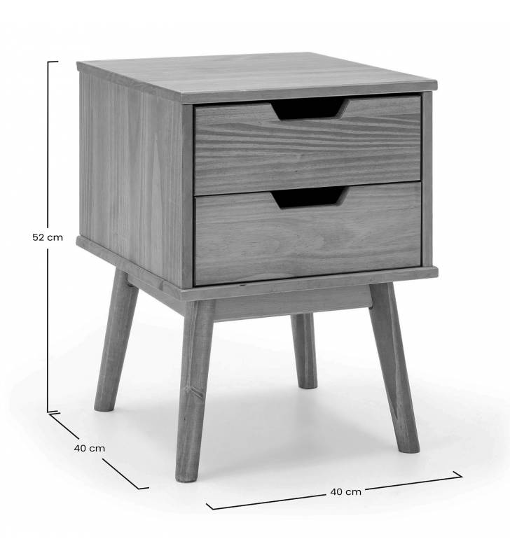Mesita de Noche Madera Lisboa 2C Dimensiones Top Mueble