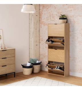 Zapatero Roble 4 Puertas Rachele Ambiente Top Mueble