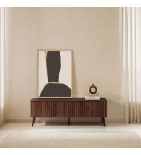 Mueble TV 130 cm Nogal 3 Puertas Layla Topmueble Ambiente