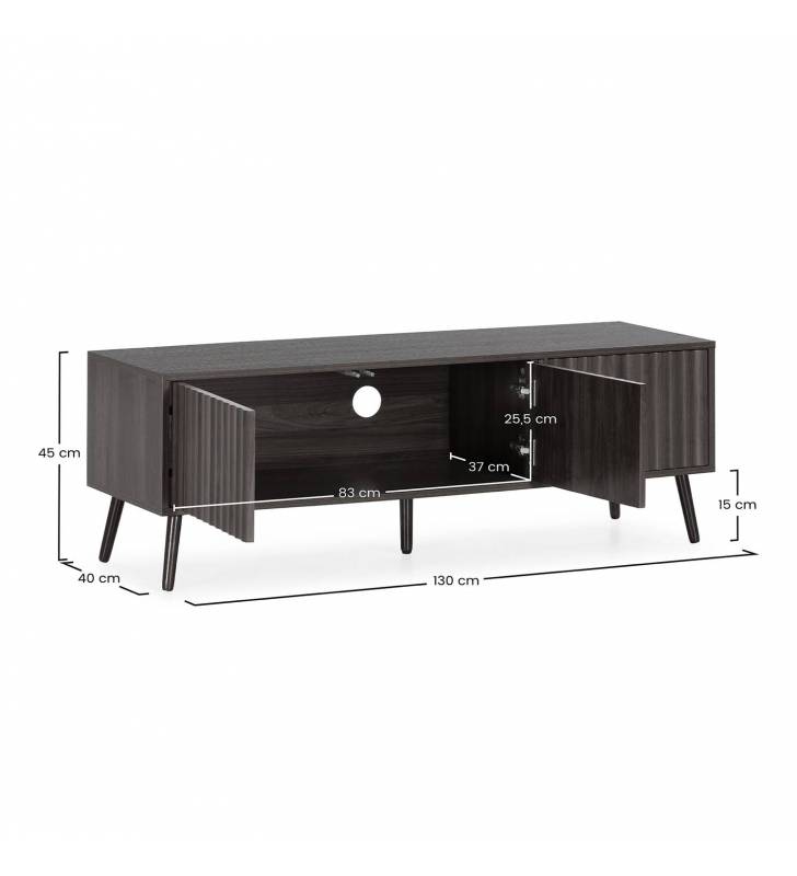 Mueble TV 130 cm Nogal 3 Puertas Layla Topmueble Dimensiones