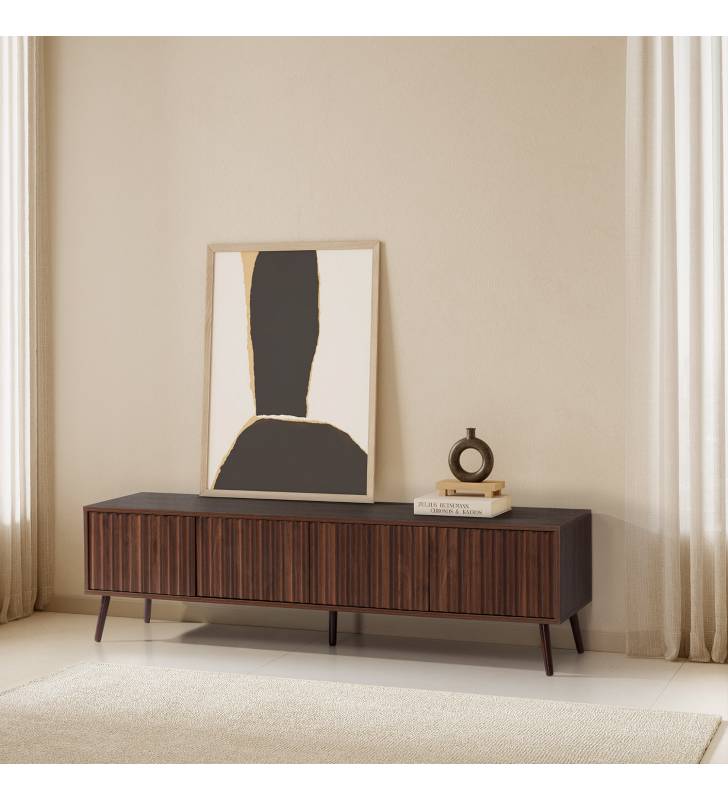 Mueble TV 160 cm Nogal 4 Puertas Layla Topmueble Ambiente