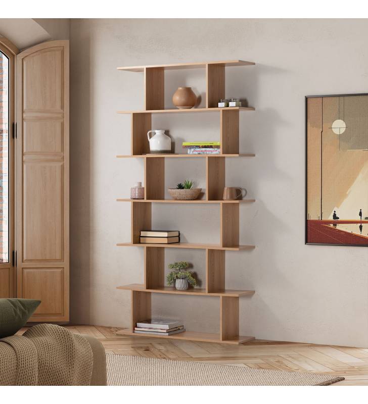 Estantería Salón Irregular Roble Daisy Top Mueble Ambiente