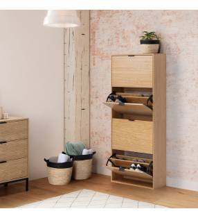 Zapatero Roble 4 Puertas Rachele Ambiente Top Mueble