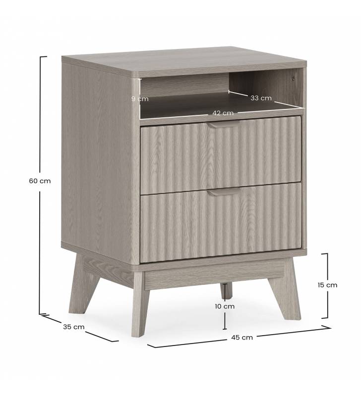 Mesita de Noche Roble 45 cm Himma Top Mueble Dimensiones