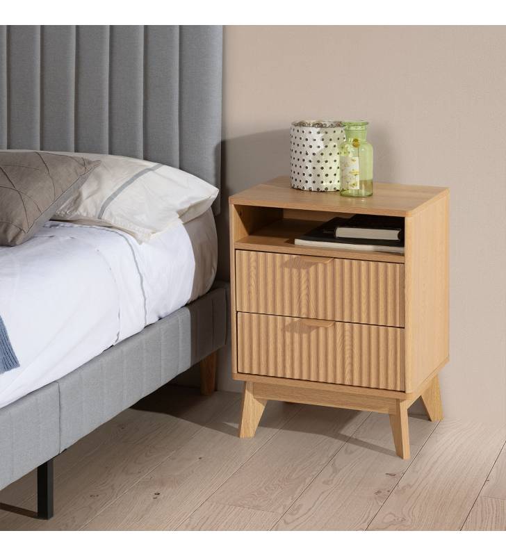 Mesita de Noche Roble Himma Top Mueble Ambiente