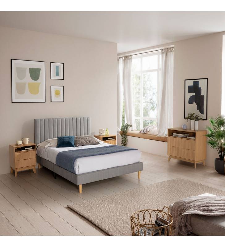 Conjunto Mesitas y Cómoda Roble Himma Top Mueble