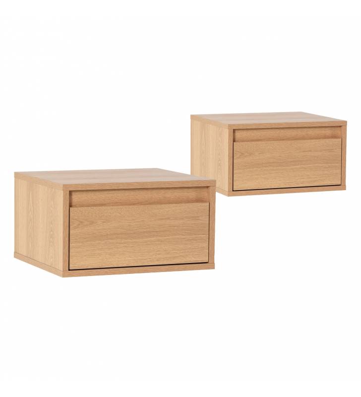 Pack 2 Mesitas de Noche Flotantes Roble Tora Top Mueble