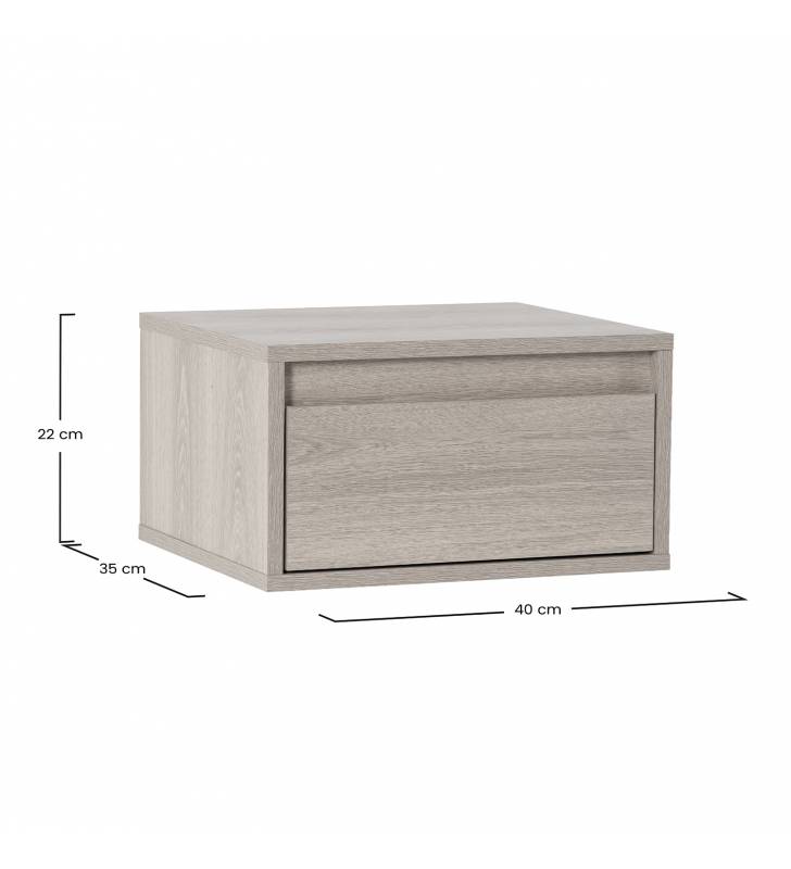 Mesita de Noche Flotante Roble Tora Top Mueble Dimensiones