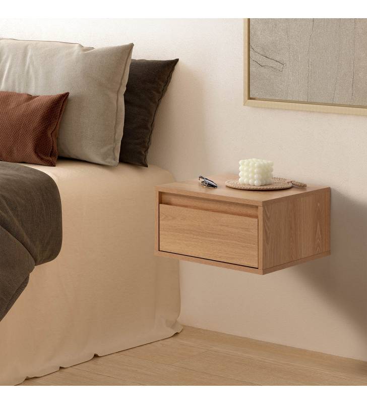 Mesita de Noche Flotante Roble Tora Top Mueble Ambiente