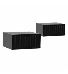 Pack 2 Mesitas de Noche Flotantes Negro Layla Top Mueble