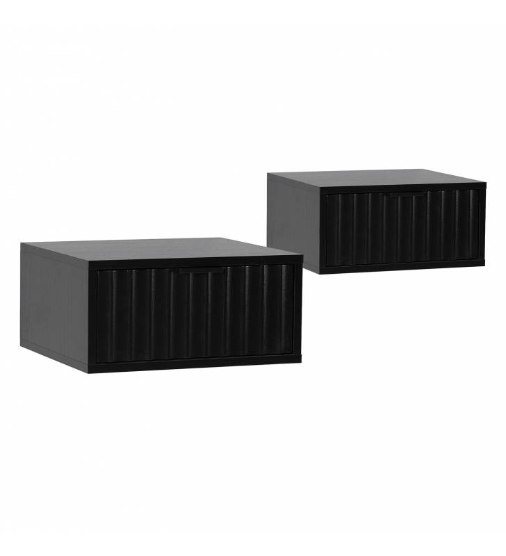 Pack 2 Mesitas de Noche Flotantes Negro Layla Top Mueble