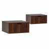 Pack 2 Mesitas de Noche Flotantes Nogal Layla Top Mueble