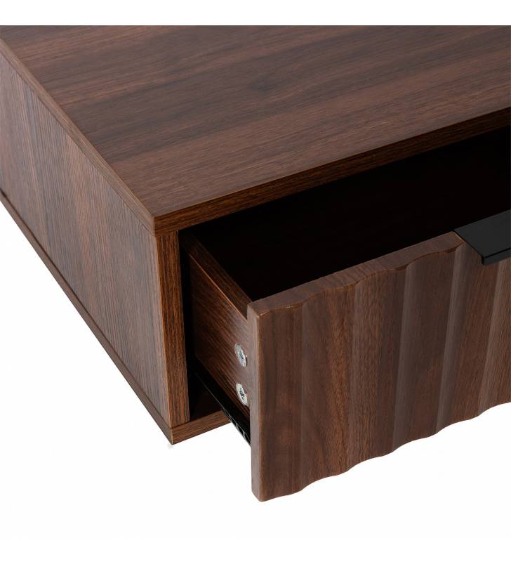 Mesita de Noche Flotante Nogal Layla Top Mueble Detalle