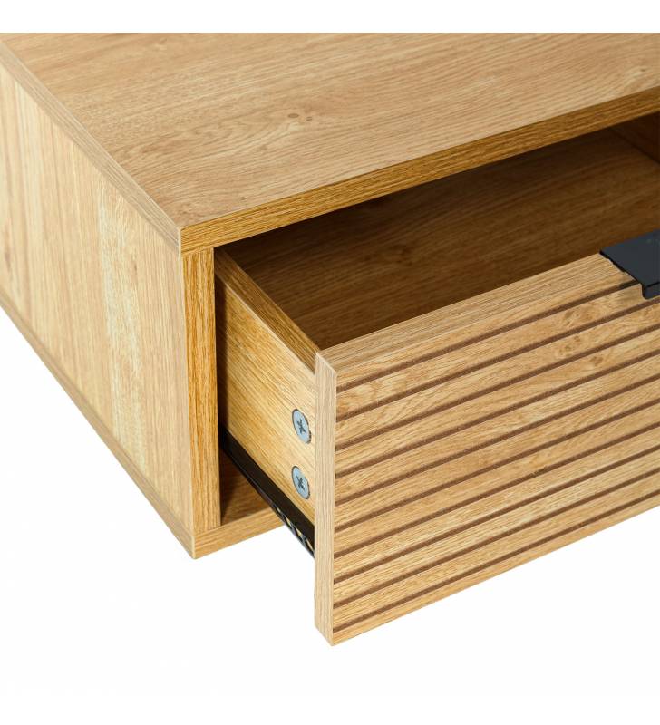 Mesita de Noche Flotante Roble Rachele Top Mueble Detalle