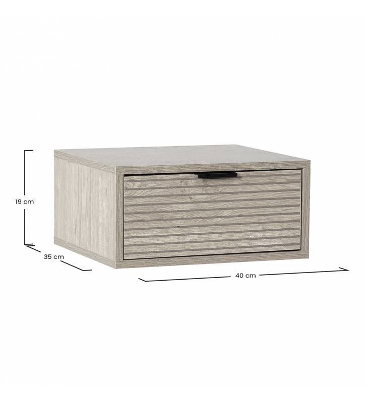 Mesita de Noche Flotante Roble Rachele Top Mueble Dimensiones