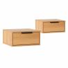 Pack 2 Mesitas de Noche Flotantes Roble Auran Top Mueble